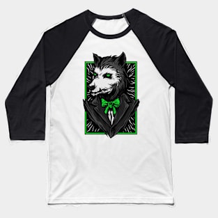 Big Bad Wolf Suit Black Green Baseball T-Shirt